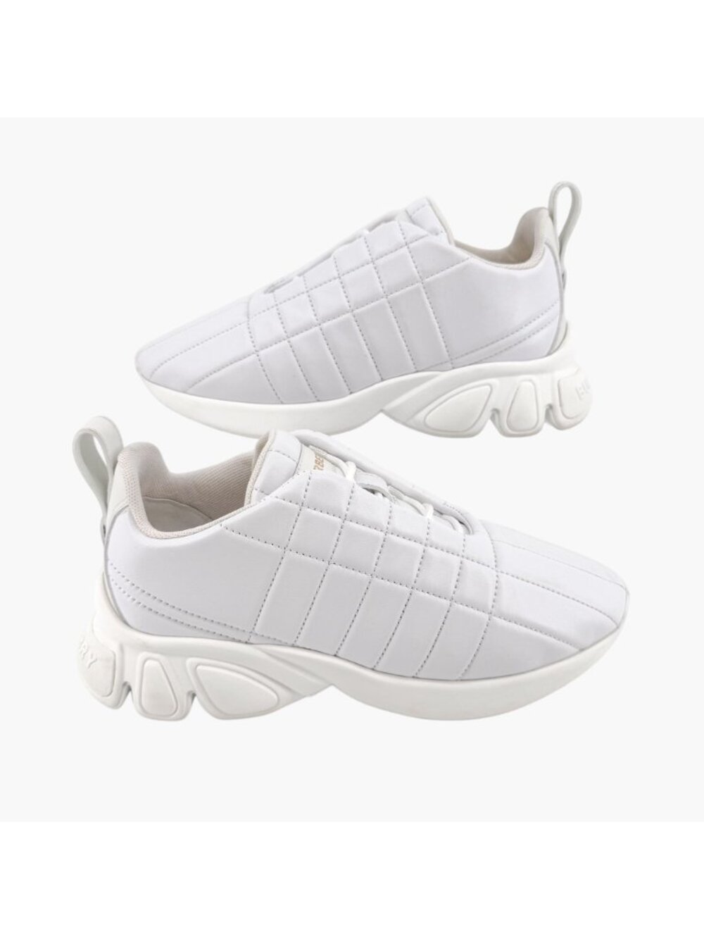 Burberry Quilted Sneakers EU 39 US 9 White Leather Low Top Runner Lace Up Shoe - Picture 8 of 13